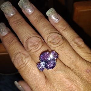 Lilac purple cocktail ring